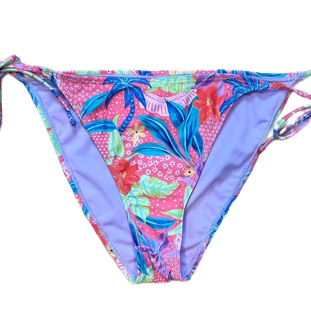 BluC Tropical Side Tie Bikini Bottom Size Large NWT
